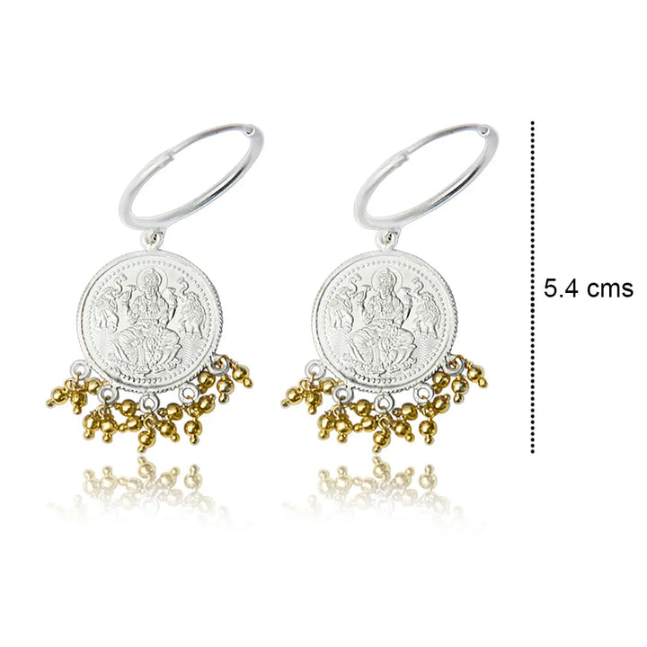 Kuber Silver Coin Hoops Earring