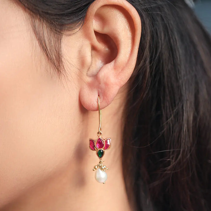 Lotus Gold Earring