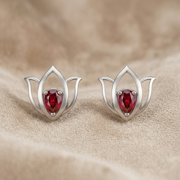 92.5 Silver Lotus Frame earring