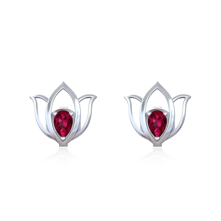 92.5 Silver Lotus Frame earring