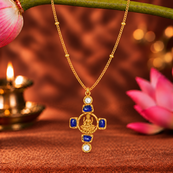 Dhan Lakshmi Lapis Kundan Pendant Necklace