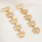 Lotus Drop Gold Plated Silver Earrings