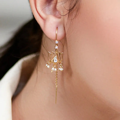 Lotus Drop Sui Dhaga Earrings