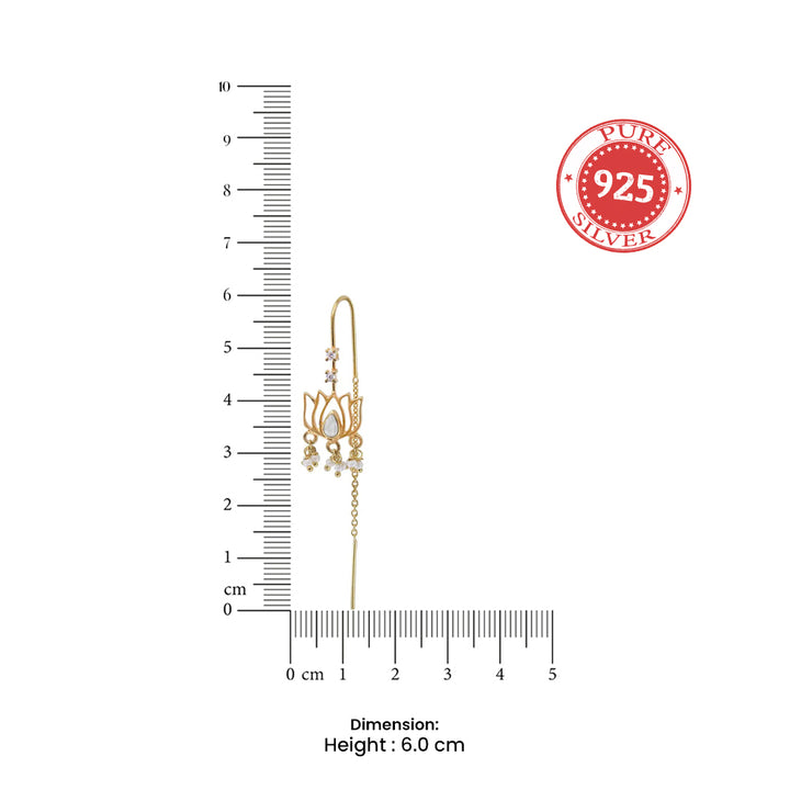 92.5 Sterling Silver Lotus Drop Sui Dhaga Earrings