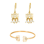 Lotus Gold Plated Silver Earrings
