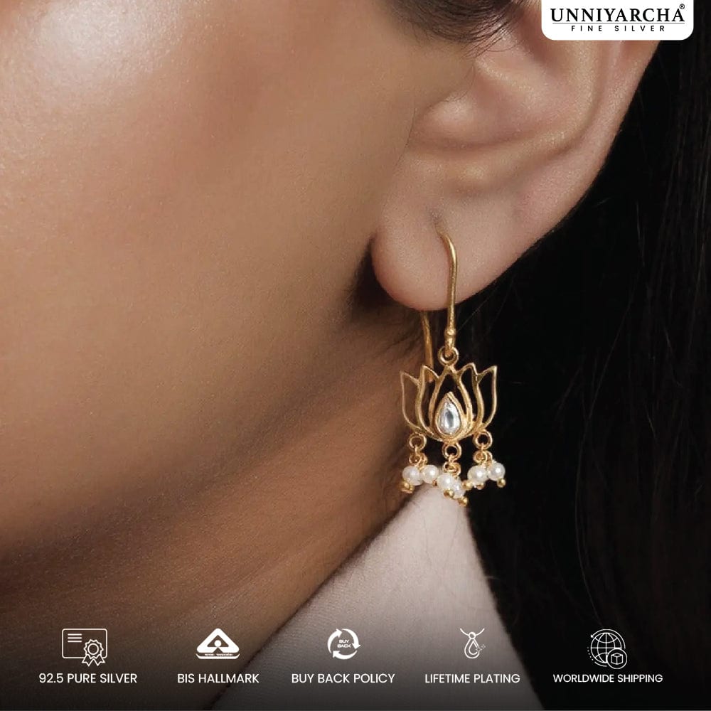 Buy Gold Plated Lotus Earrings Online Unniyarcha Design