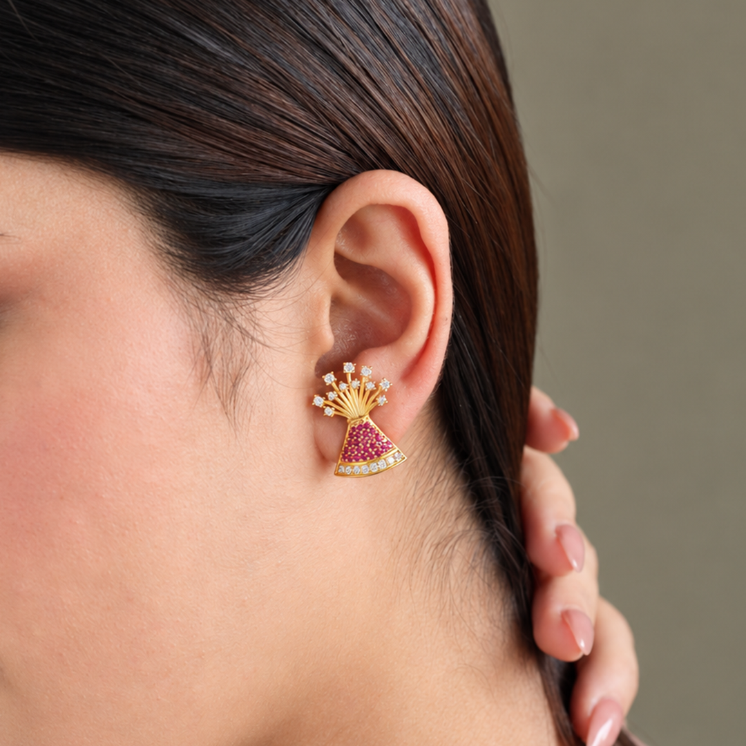 925 Silver Patakha Anar Drop Earrings