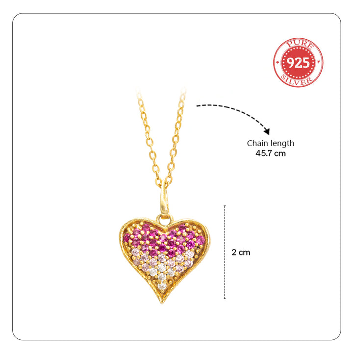 Unniyarcha 925 Pure Silver Ombre Heart Necklace