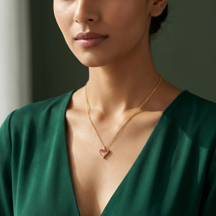 Unniyarcha 925 Pure Silver Ombre Heart Necklace