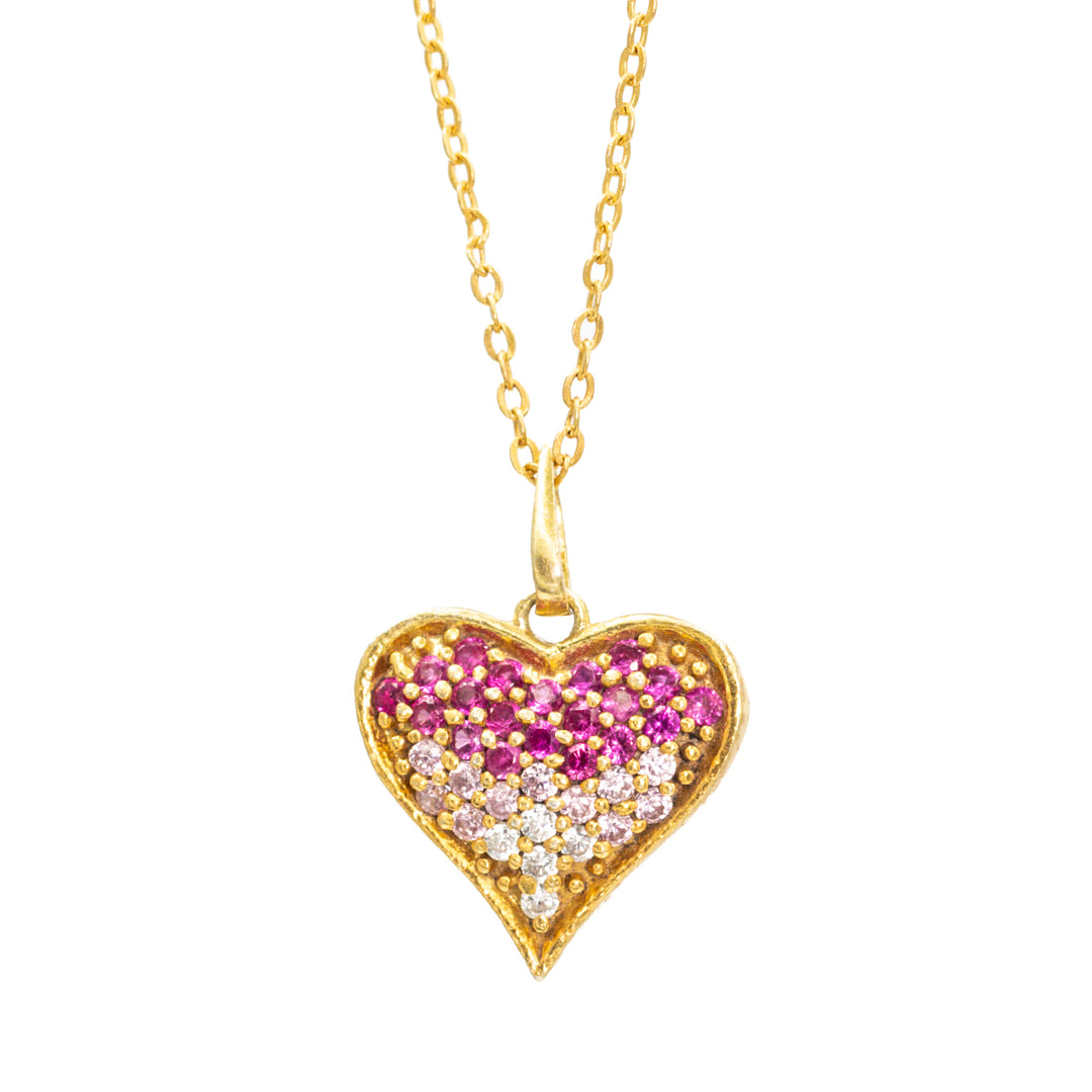 Unniyarcha 925 Pure Silver Ombre Heart Necklace