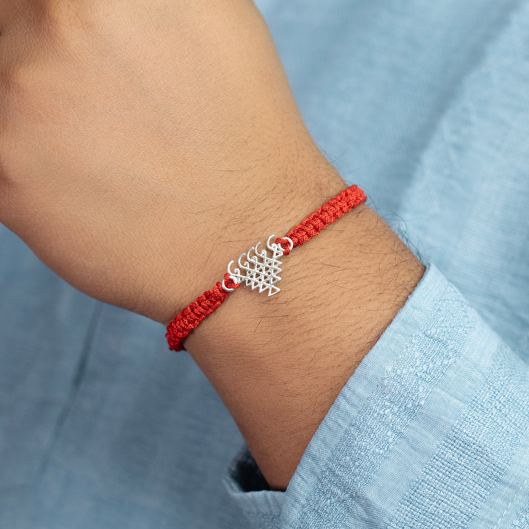 925 5-line pure Silver Saraswati Yantra Bracelet