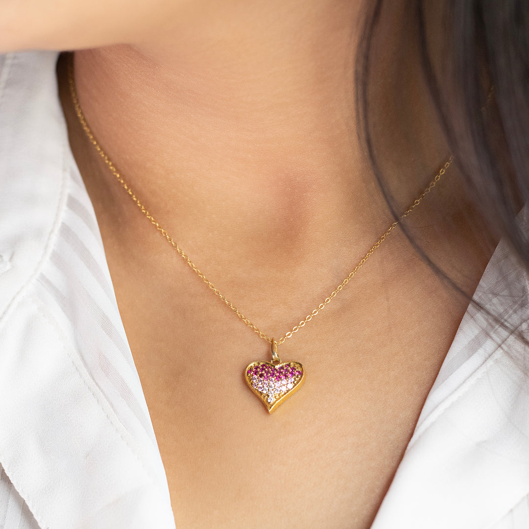 Unniyarcha 925 Pure Silver Ombre Heart Necklace