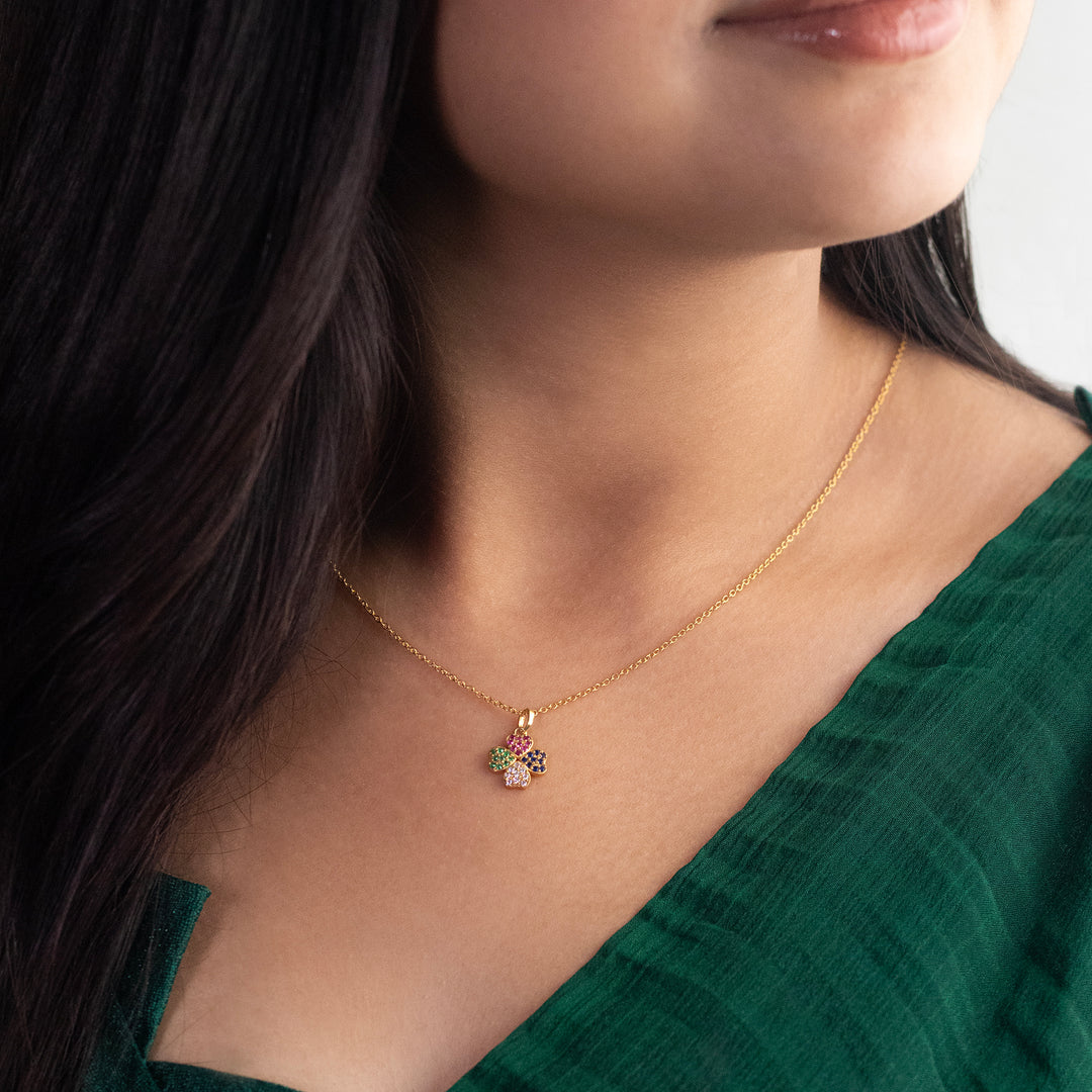 Unniyarcha 925 Pure Silver Clover Crush Necklace