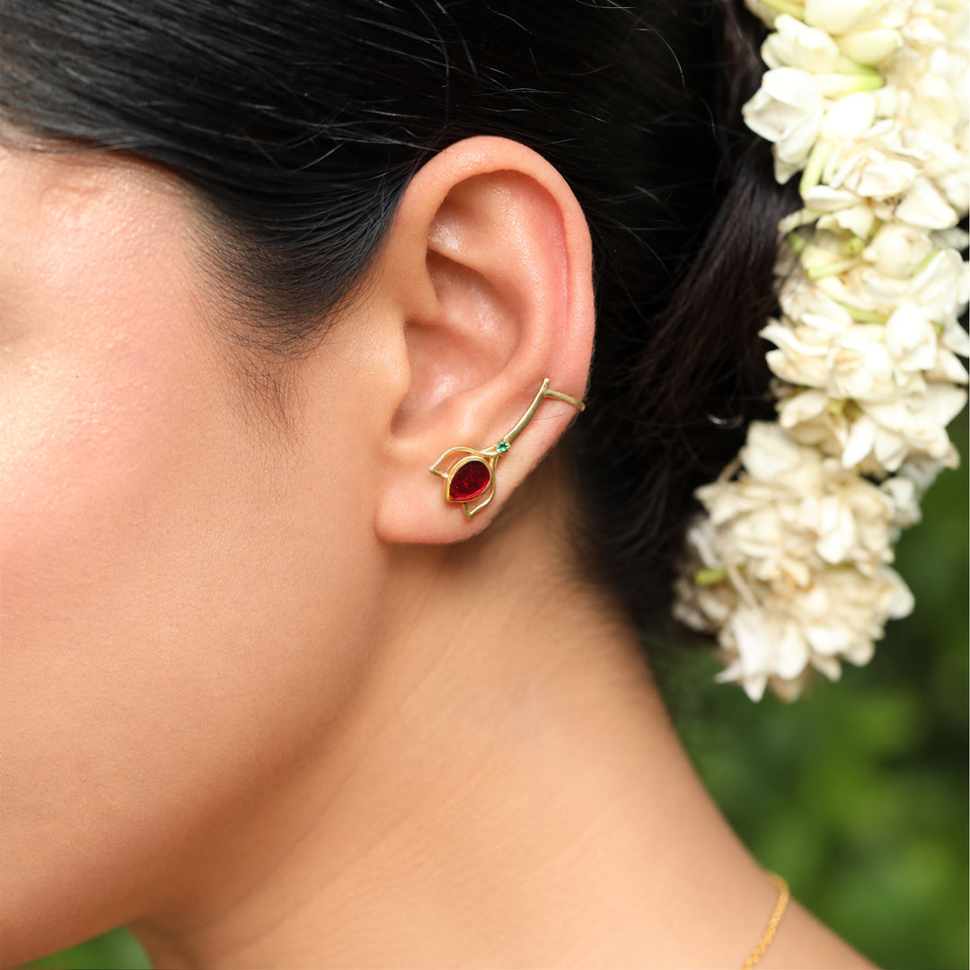 Silver Kamal Kali Drop Earrings