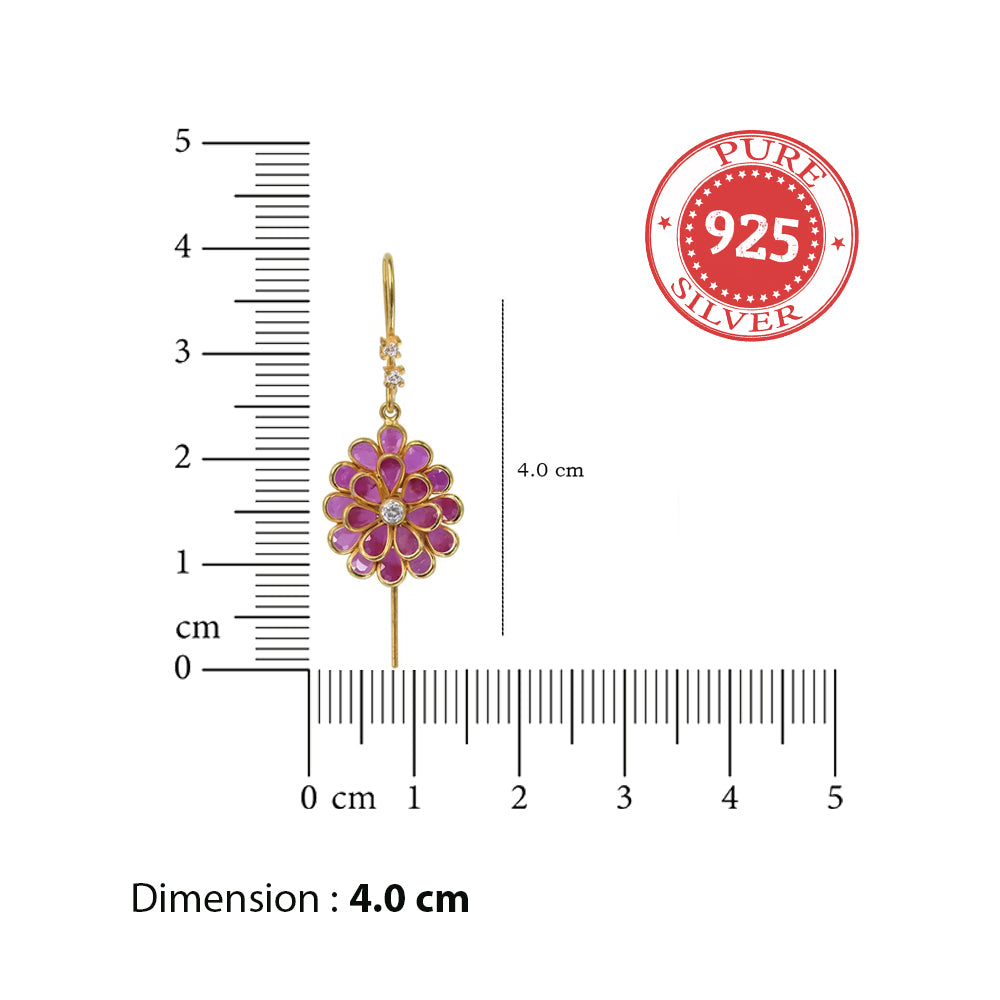 925 Sterling Silver Red Sui Dhaga Earring