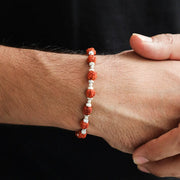 Men's Silver 92.5 Bracelet With Rudraksha Beads