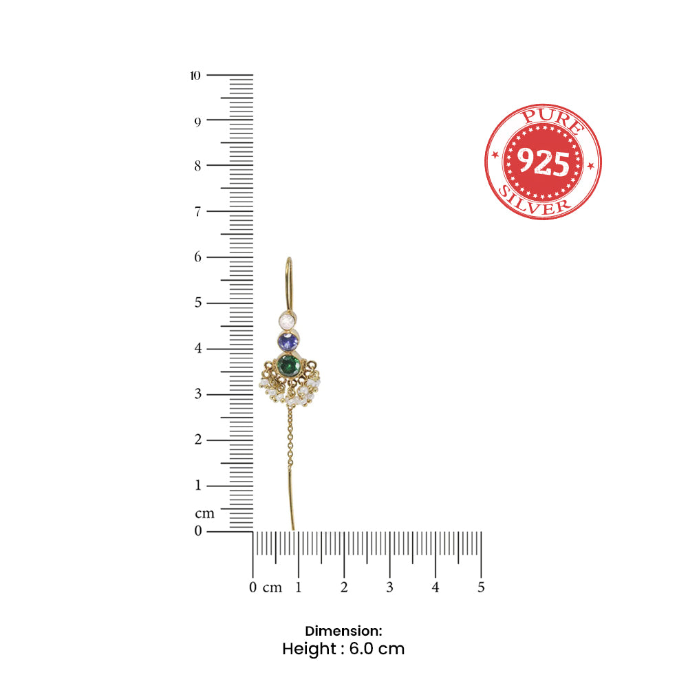 92.5 Sterling Silver Multicolor Sui Dhaga Earrings