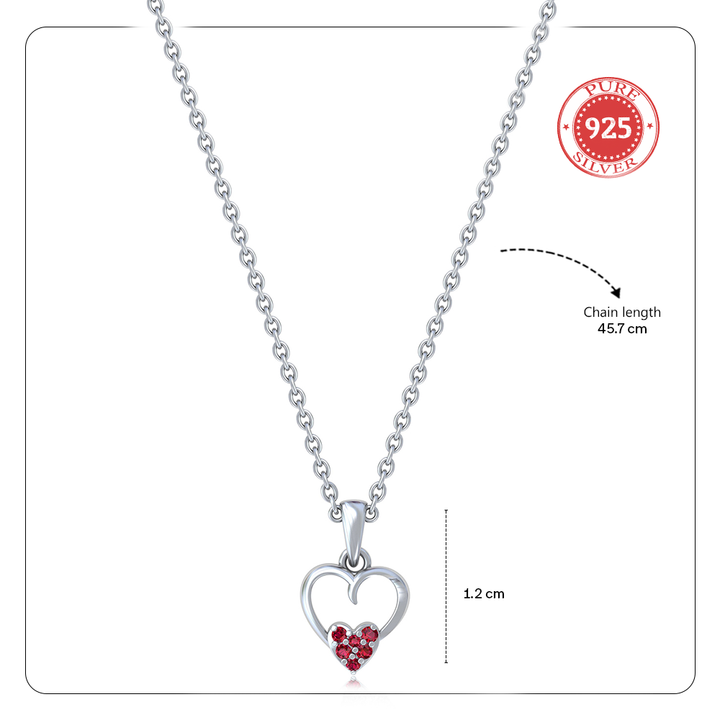 Silver 92.5  Red Heart Pendant