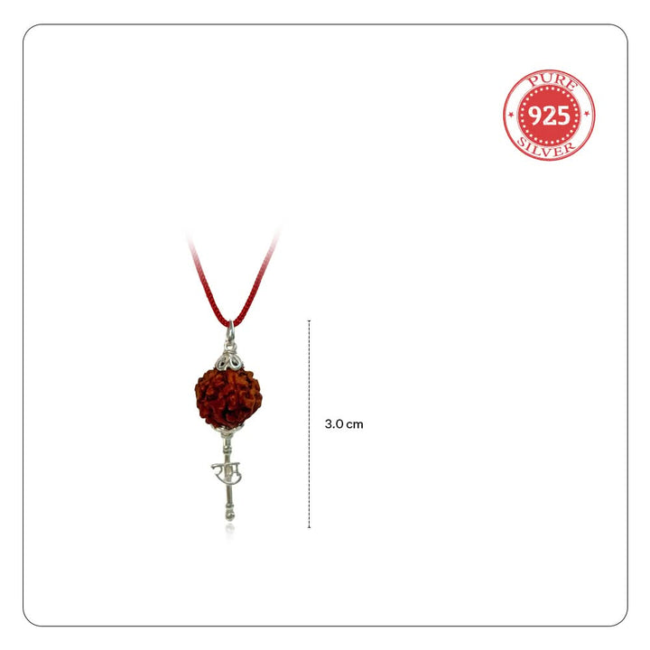 925 Pure Silver Hanuman Rudraksha Pendant with Sacred Red Thread