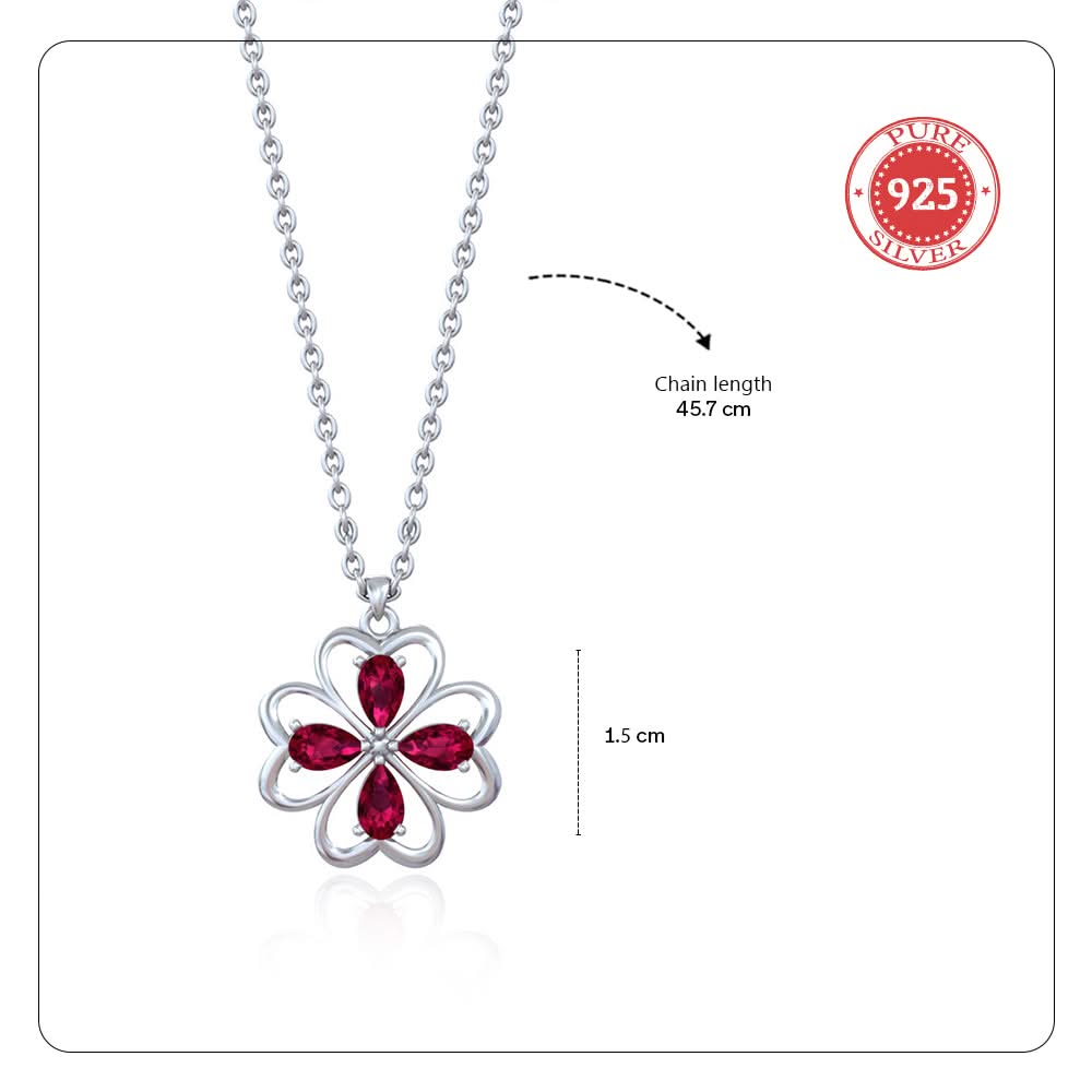 92.5 Silver Floral Crimson Pendant