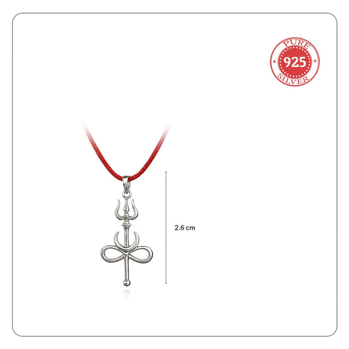 92.5 Silver Trishul with Chand Infinity Pendant