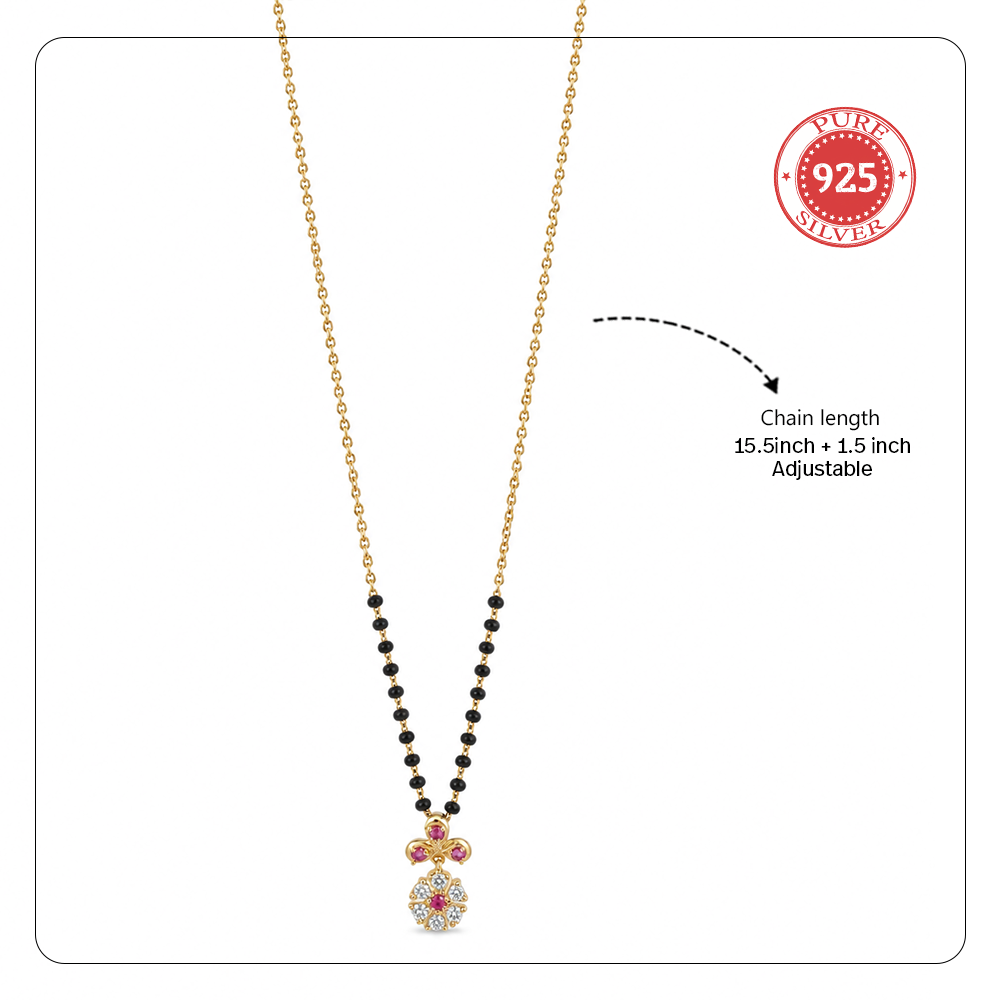925 Silver Floral Drop Mangalsutra