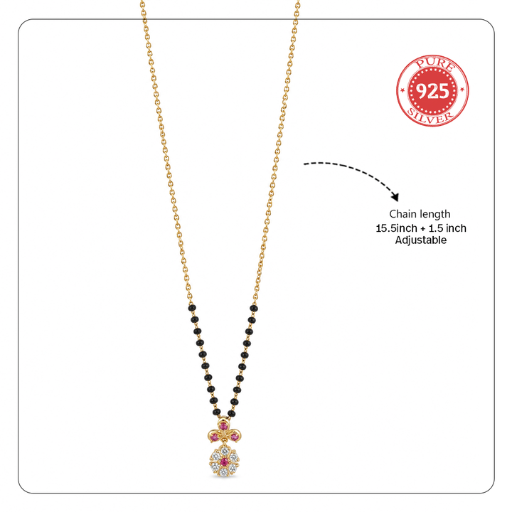925 Silver Floral Drop Mangalsutra
