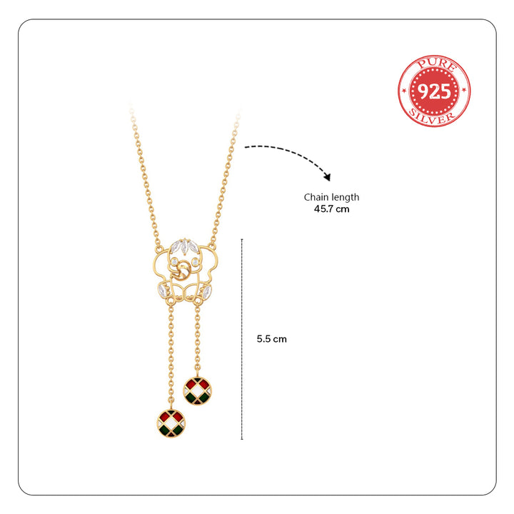 925 Pure Silver Elephant enamel ball Necklace