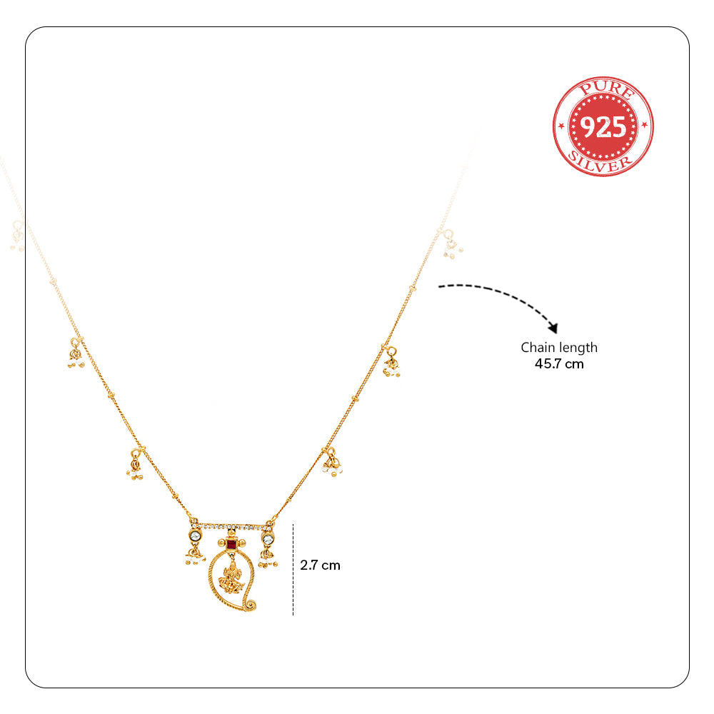 Unniyarcha 925 Silver Gold-Plated Manga Lakshmi Necklace
