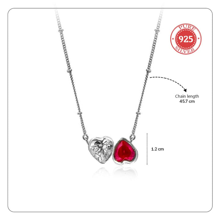 Dual Heart Pendant Necklace – 925 Silver