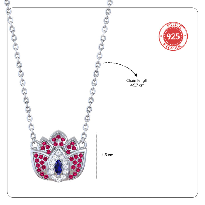925 Pure Silver Lotus Evil Eye Necklace