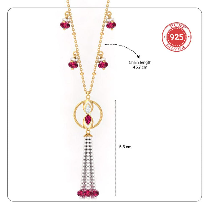 925 Pure Silver Gold-Plated Heirloom Tassel Statement Necklace