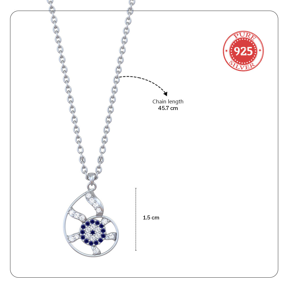 925 Pure Silver Shell Evil Eye Necklace