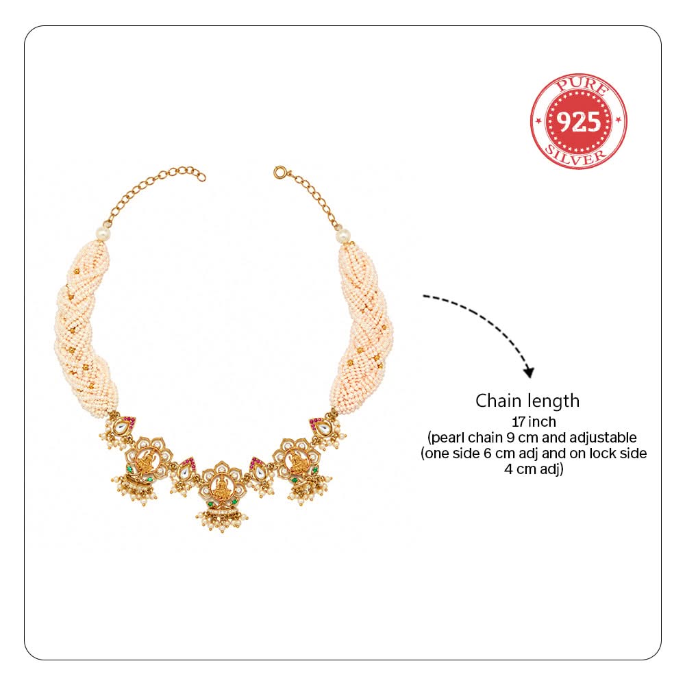 Silver 925 Dhan Lakshmi Heirloom Pearl Necklace