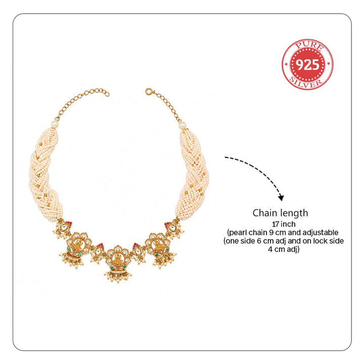 Silver 925 Dhan Lakshmi Heirloom Pearl Necklace