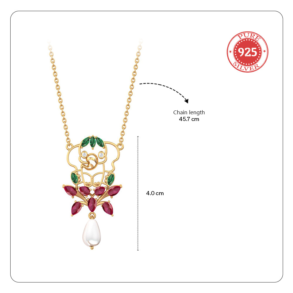 925 Pure Silver Red Leaf Bunch Dainty Necklace