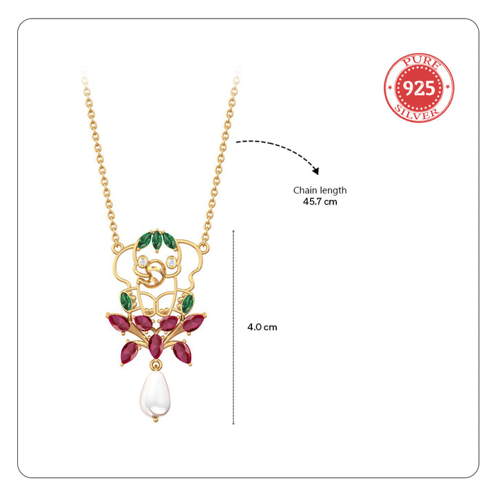 925 Pure Silver Red Leaf Bunch Dainty Necklace