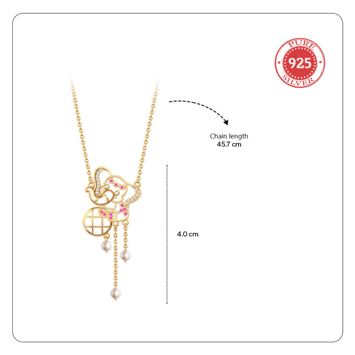 925 Pure Silver Elephant Ball Tassel Necklace