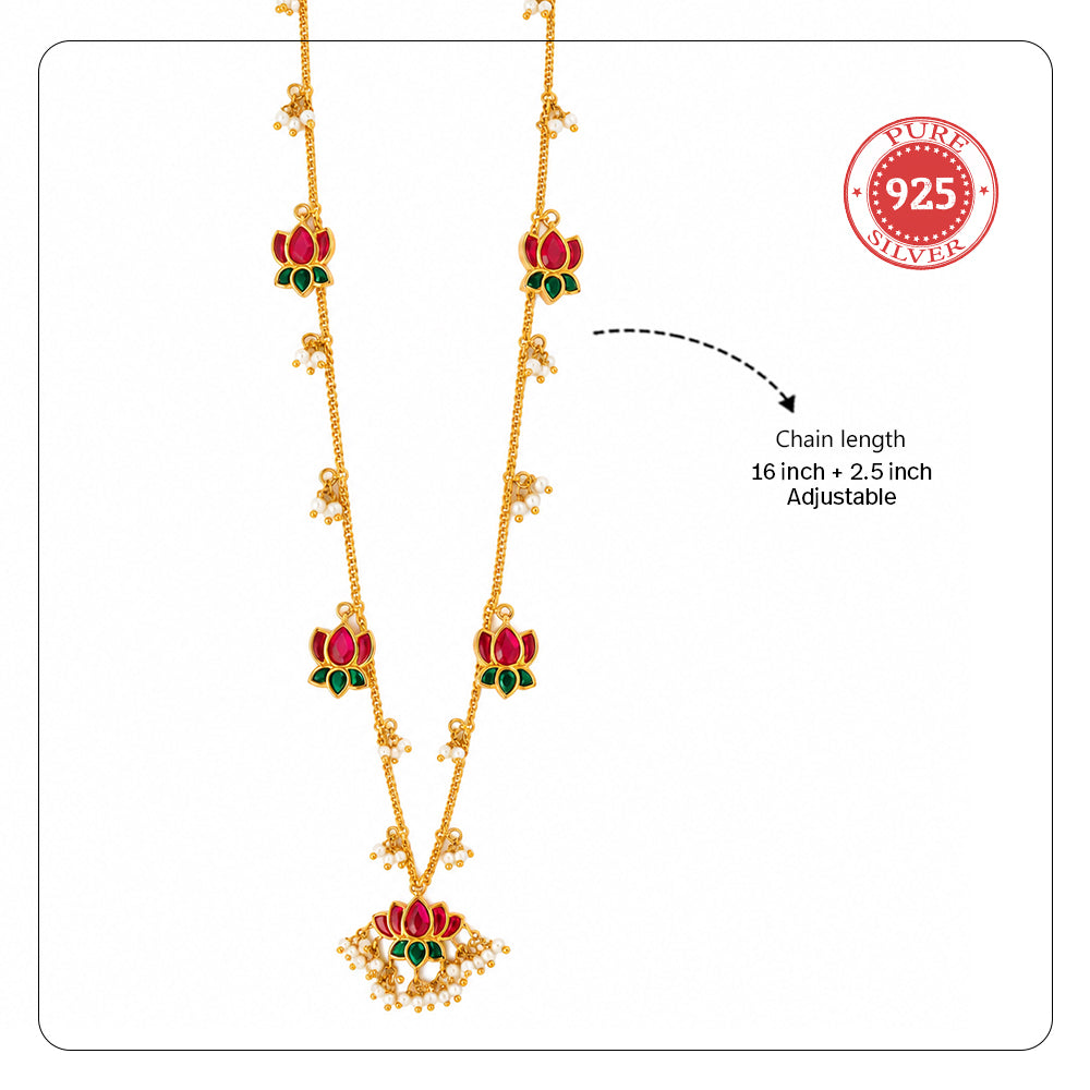 Silver 925 Lotus Pearl Charm Necklace