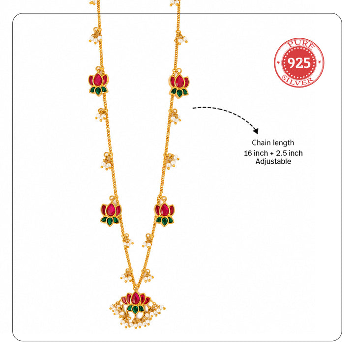 Silver 925 Lotus Pearl Charm Necklace