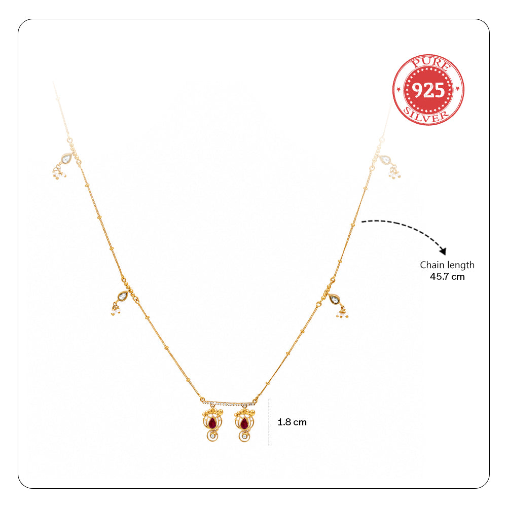 Unniyarcha 925 Silver Gold-Plated Lakshmi Charan Necklace