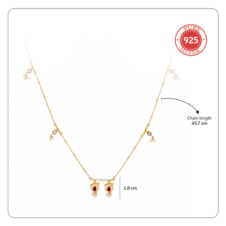 Unniyarcha 925 Silver Gold-Plated Lakshmi Charan Necklace