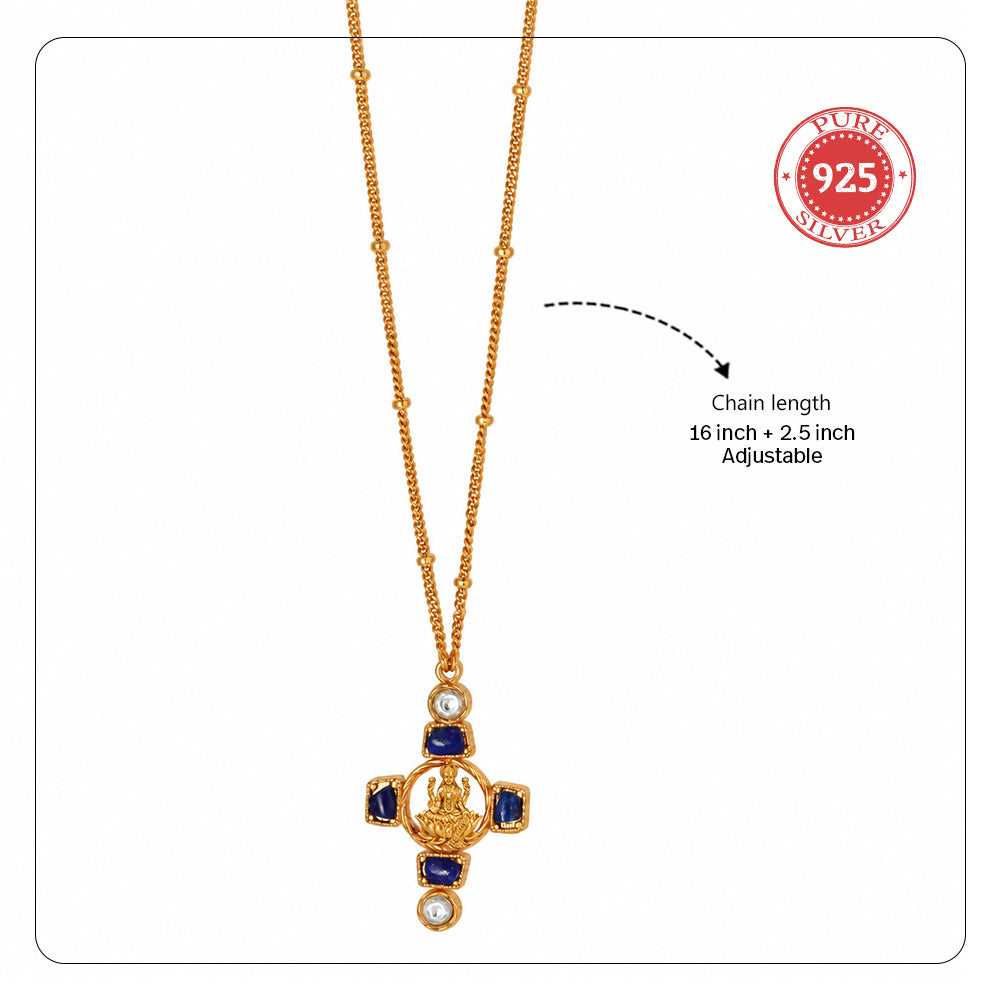 Dhan Lakshmi Lapis Kundan Pendant Necklace