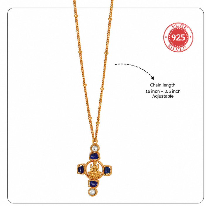 Dhan Lakshmi Lapis Kundan Pendant Necklace