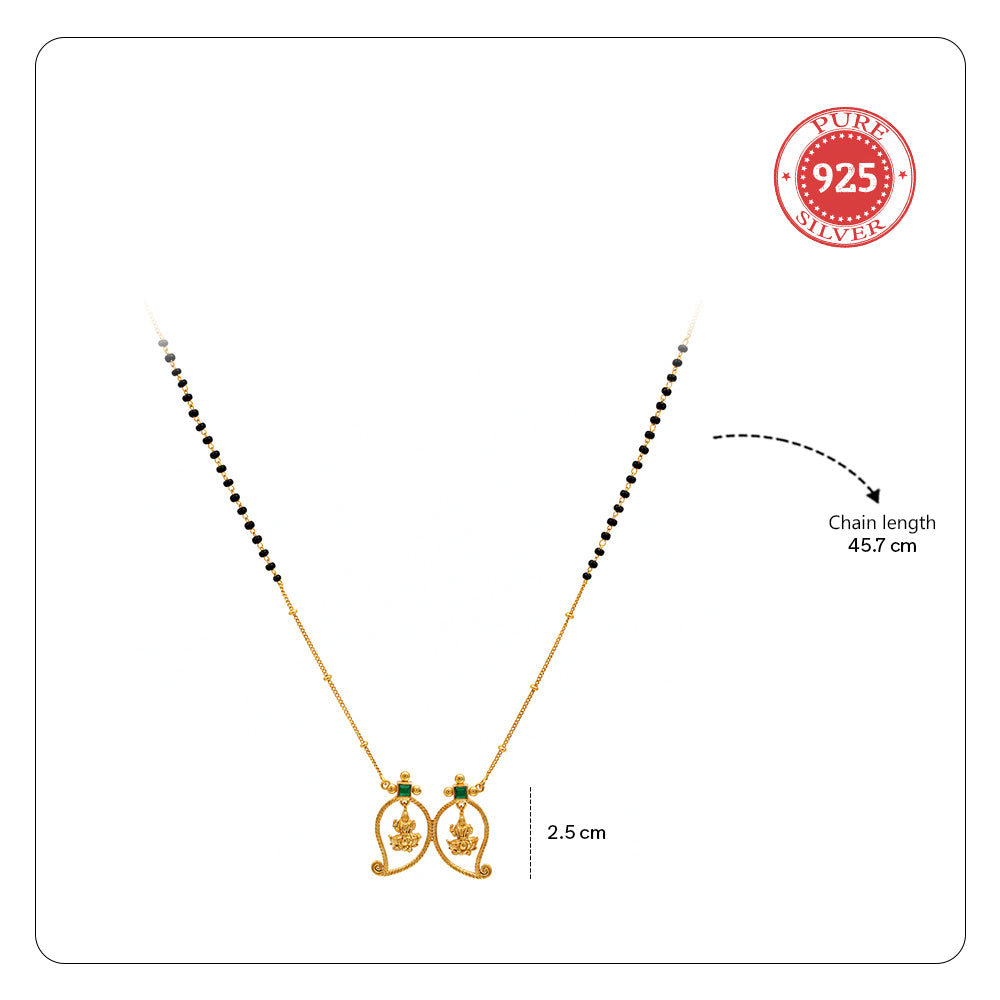 Unniyarcha 925 Silver Gold-Plated Manga Lakshmi Mangalsutra
