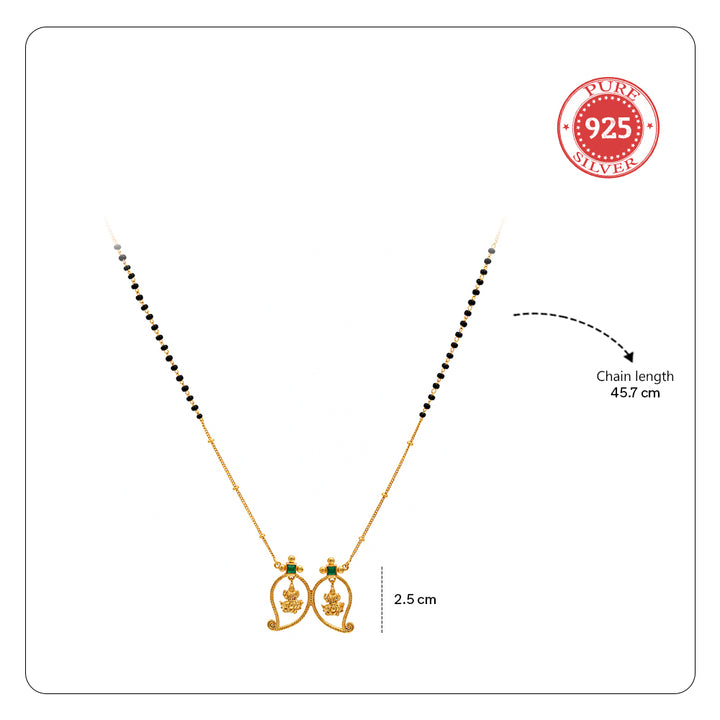 Unniyarcha 925 Silver Gold-Plated Manga Lakshmi Mangalsutra