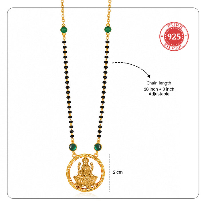 Silver 925 Dhan Lakshmi Green Mangalsutra Necklace