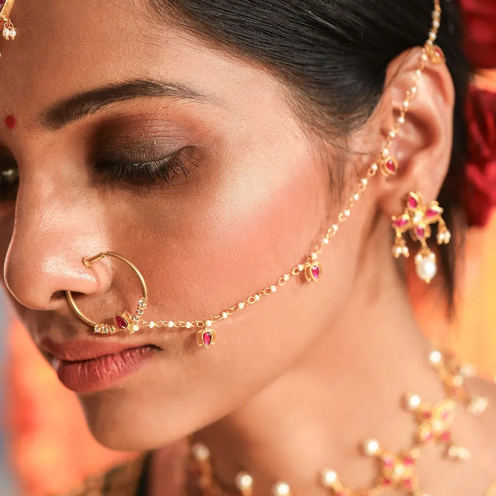 Gold - Nose Rings - Indian Jewelry: Buy Artificial Designer Indian Jewelry  Online | Utsav Fashion