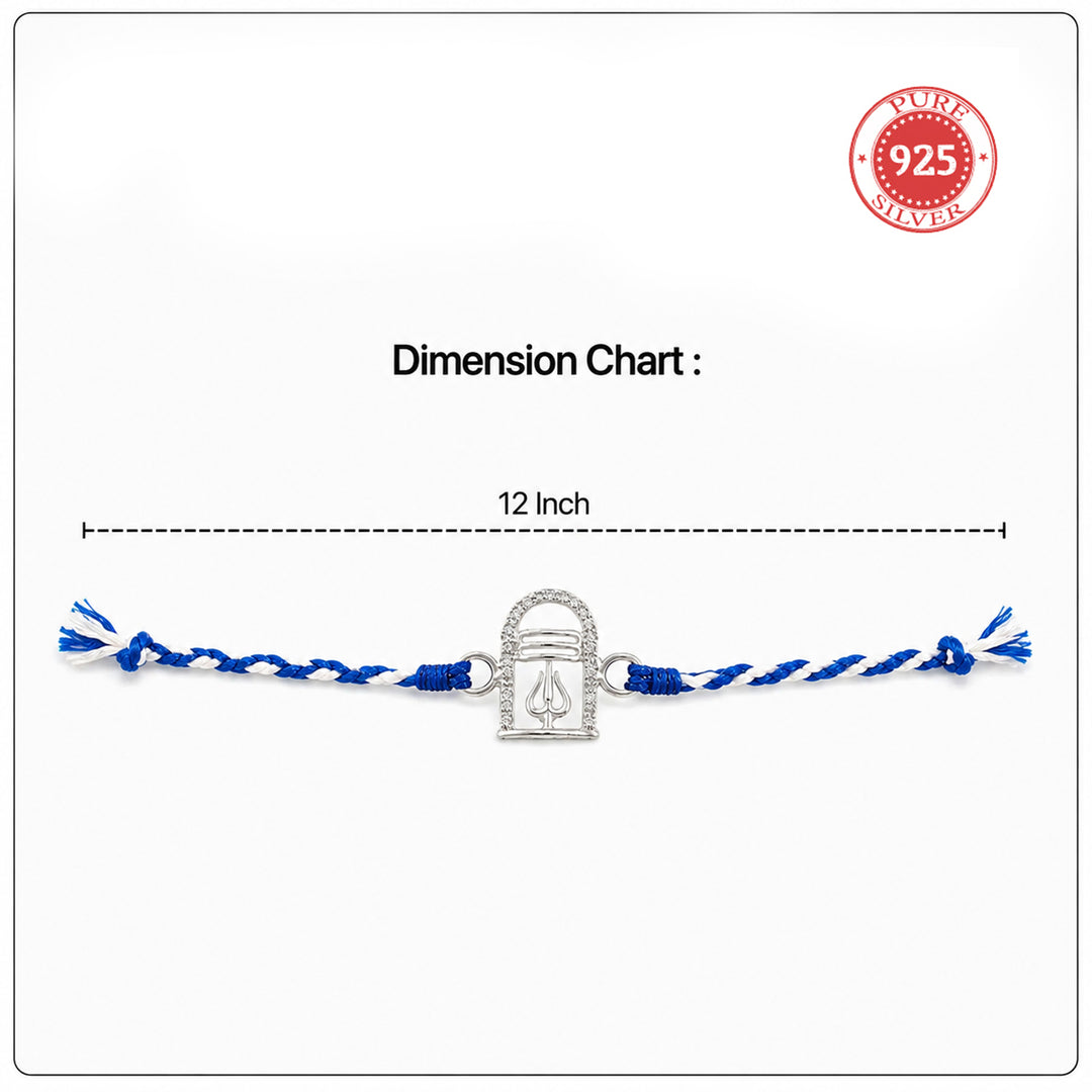 Pure 92.5 Silver Trishul Rakhi with Chandan Tilak Set