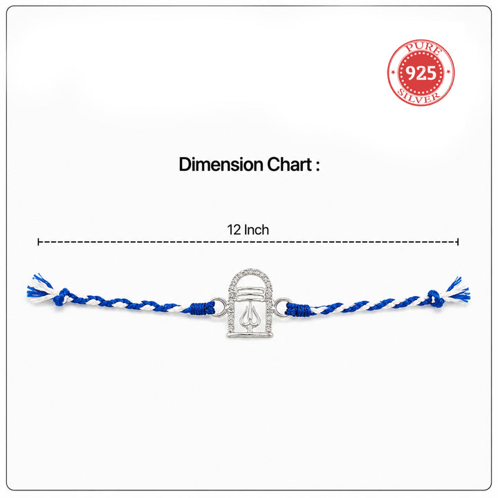 Pure 92.5 Silver Trishul Rakhi with Chandan Tilak Set